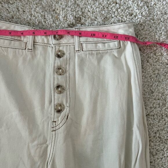 Reformation Lexi High Rise Wide Leg Button Fly Jeans Ivory Size 27 - Picture 8 of 10